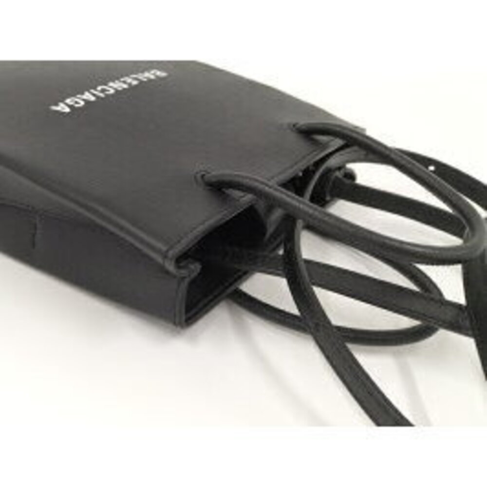 BALENCIAGA Handbag Shopping Bag Leather Black - Picture 7 of 9
